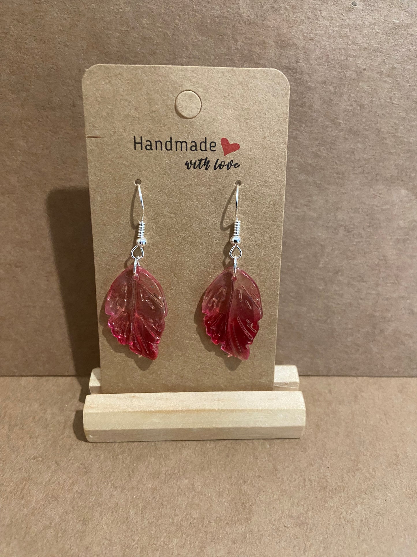 Glass Leaf Silver dangle earring