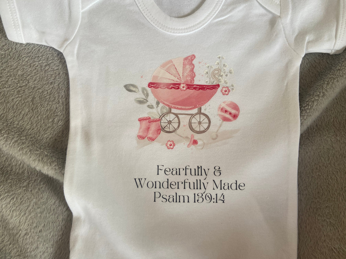 100% Cotton Soft Baby Vest - Fearfully & Wonderfully Made Psalm 139:14
