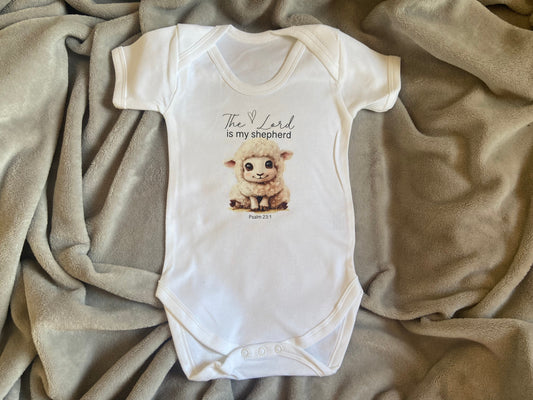 100% Cotton Soft Baby Vest - The Lord Is My Shepherd Psalm 23:1