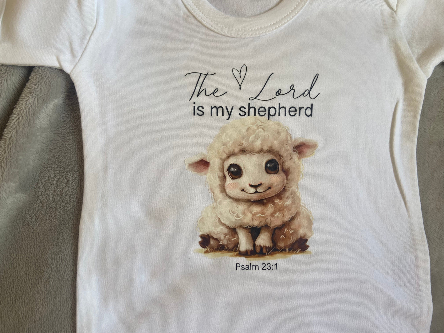 100% Cotton Soft Baby Vest - The Lord Is My Shepherd Psalm 23:1