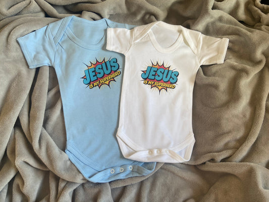 100% Cotton Soft Baby Vest - Jesus Is My Superhero