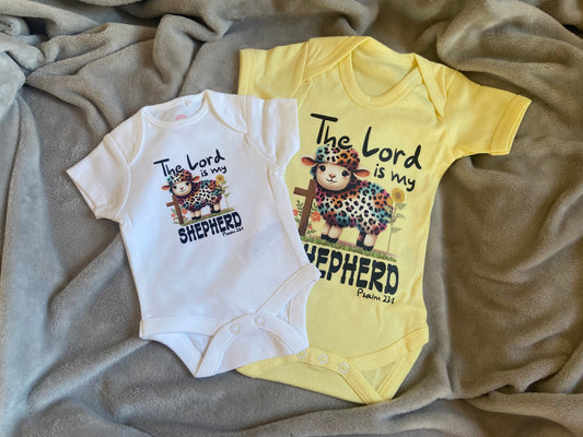 100% Cotton Soft Baby Vest - The Lord Is My Shepherd Psalm 23:1
