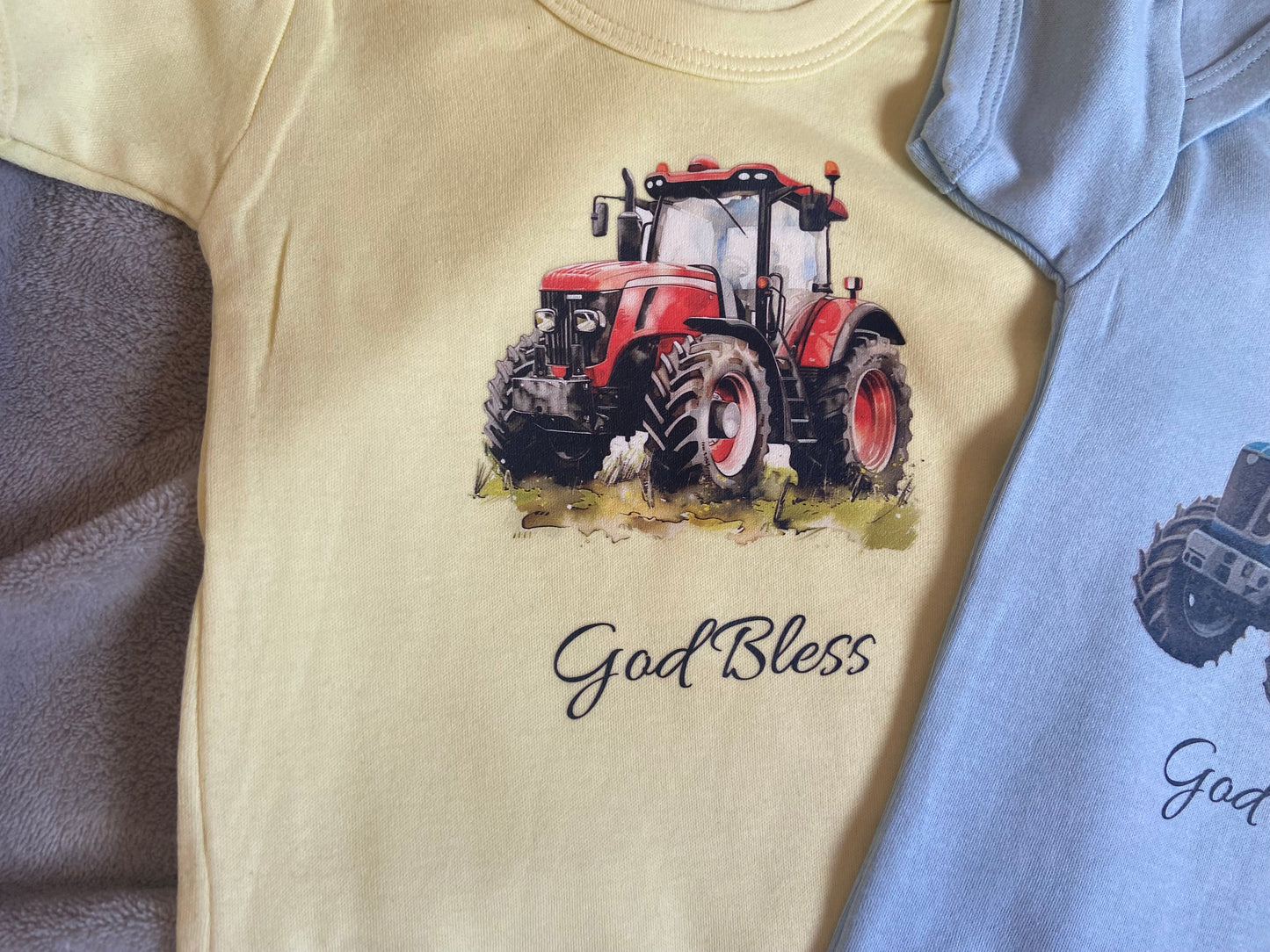 100% Cotton Soft Baby Vest - Tractor - God Bless
