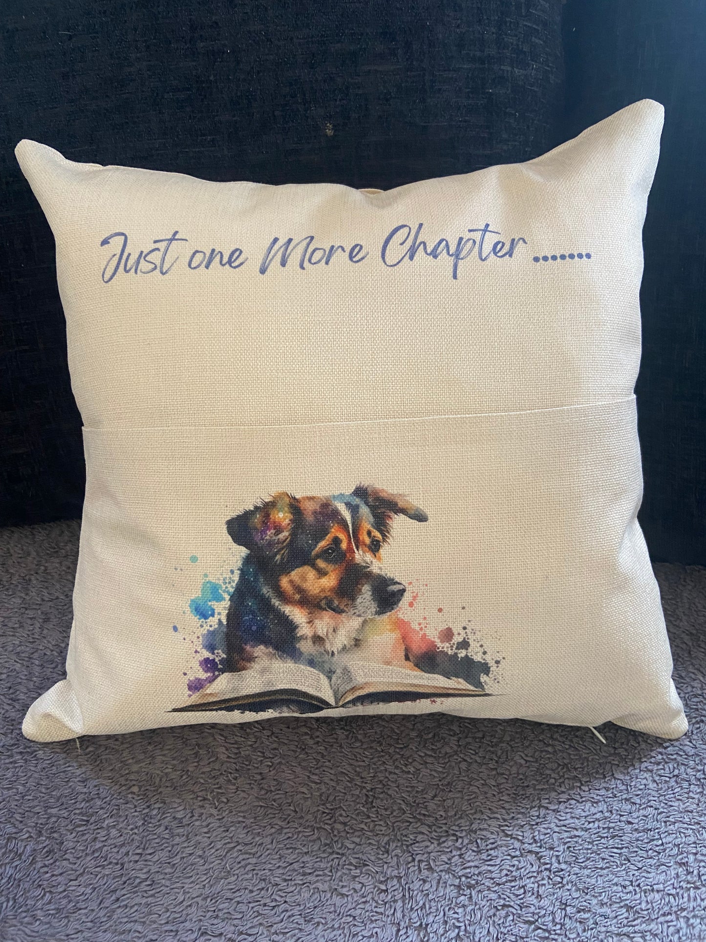 Cushion Cover with Pocket - 40x40cm - Just One More Chapter....
