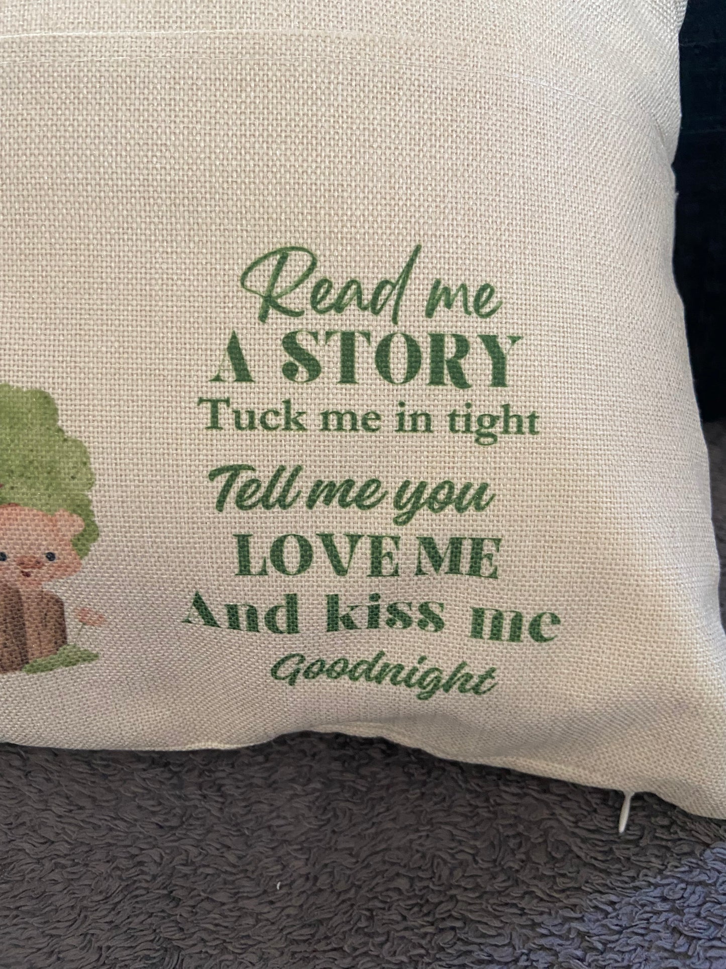 Cushion Cover with Pocket - 40x40cm - Read me a story, Tuck me in tight...Farming