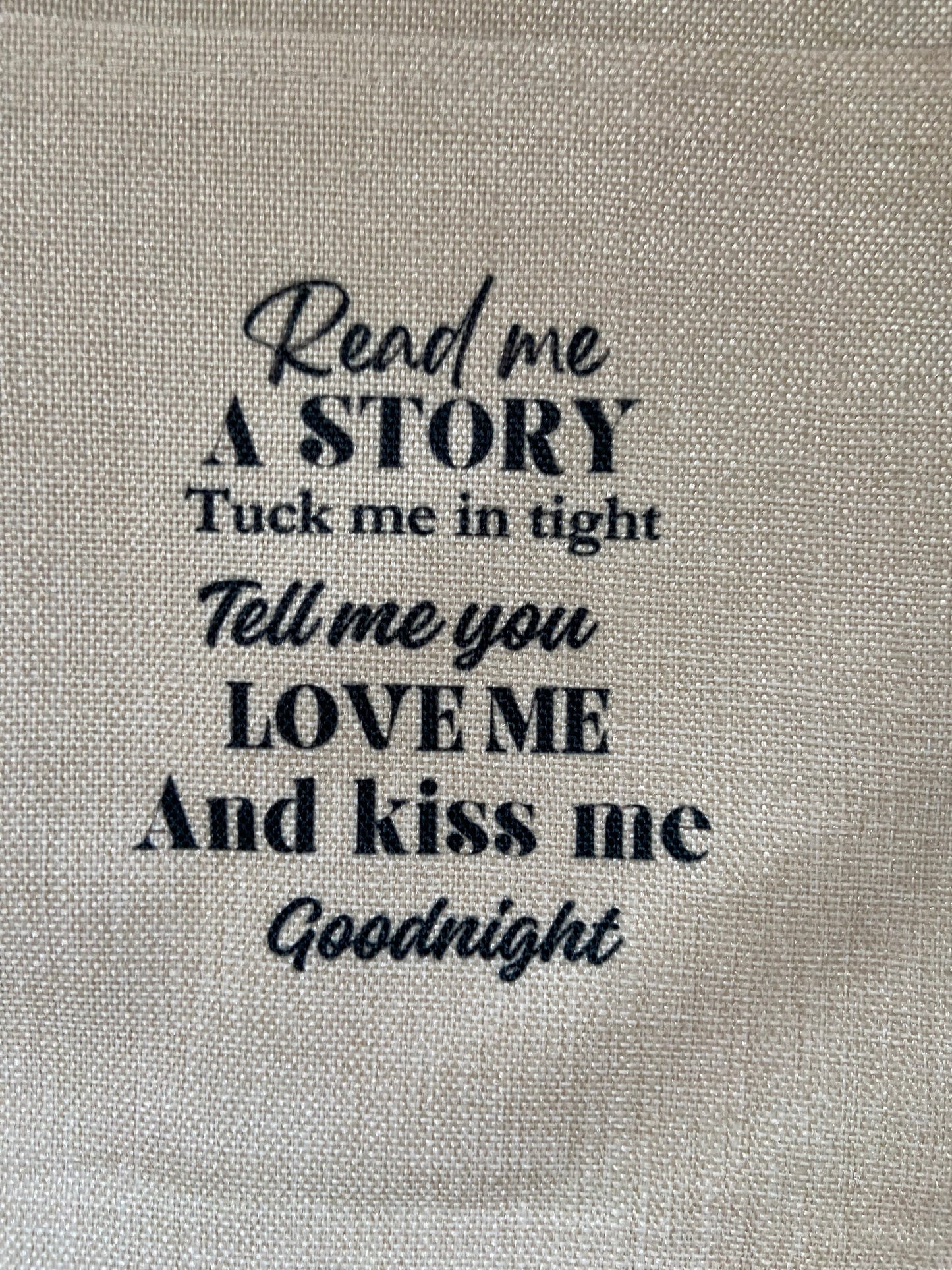 Cushion Cover with Pocket - 40x40cm - Read me a Story, Tuck me in tight......cow