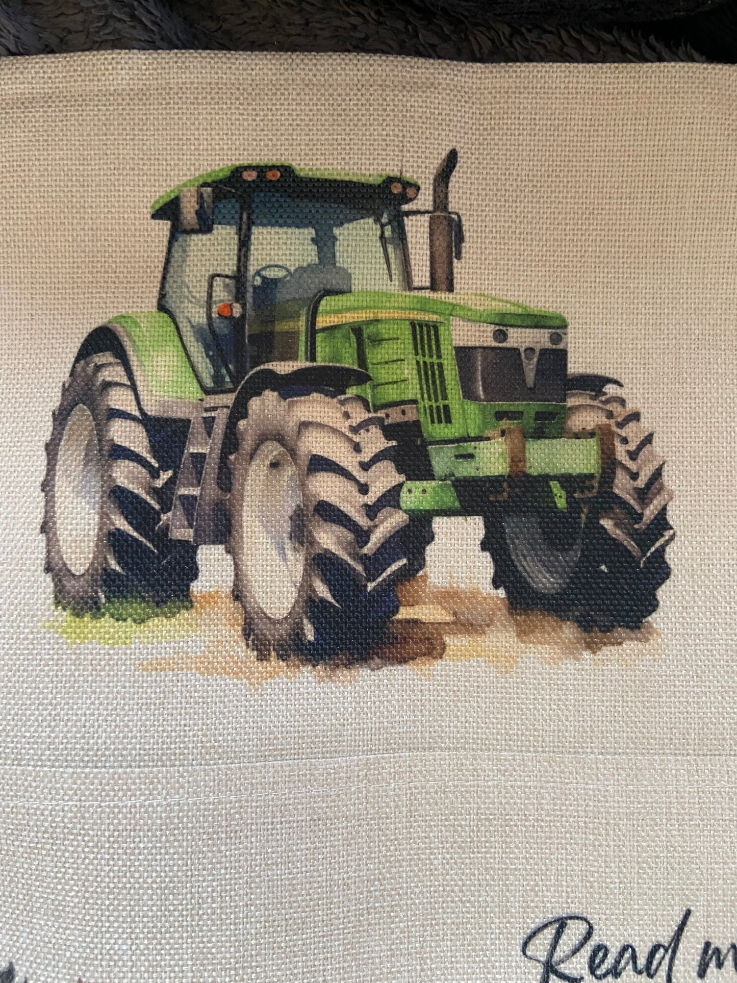 Cushion Cover with Pocket - 40x40cm - Read me a story, Tuck me in tight...Cow & Tractor