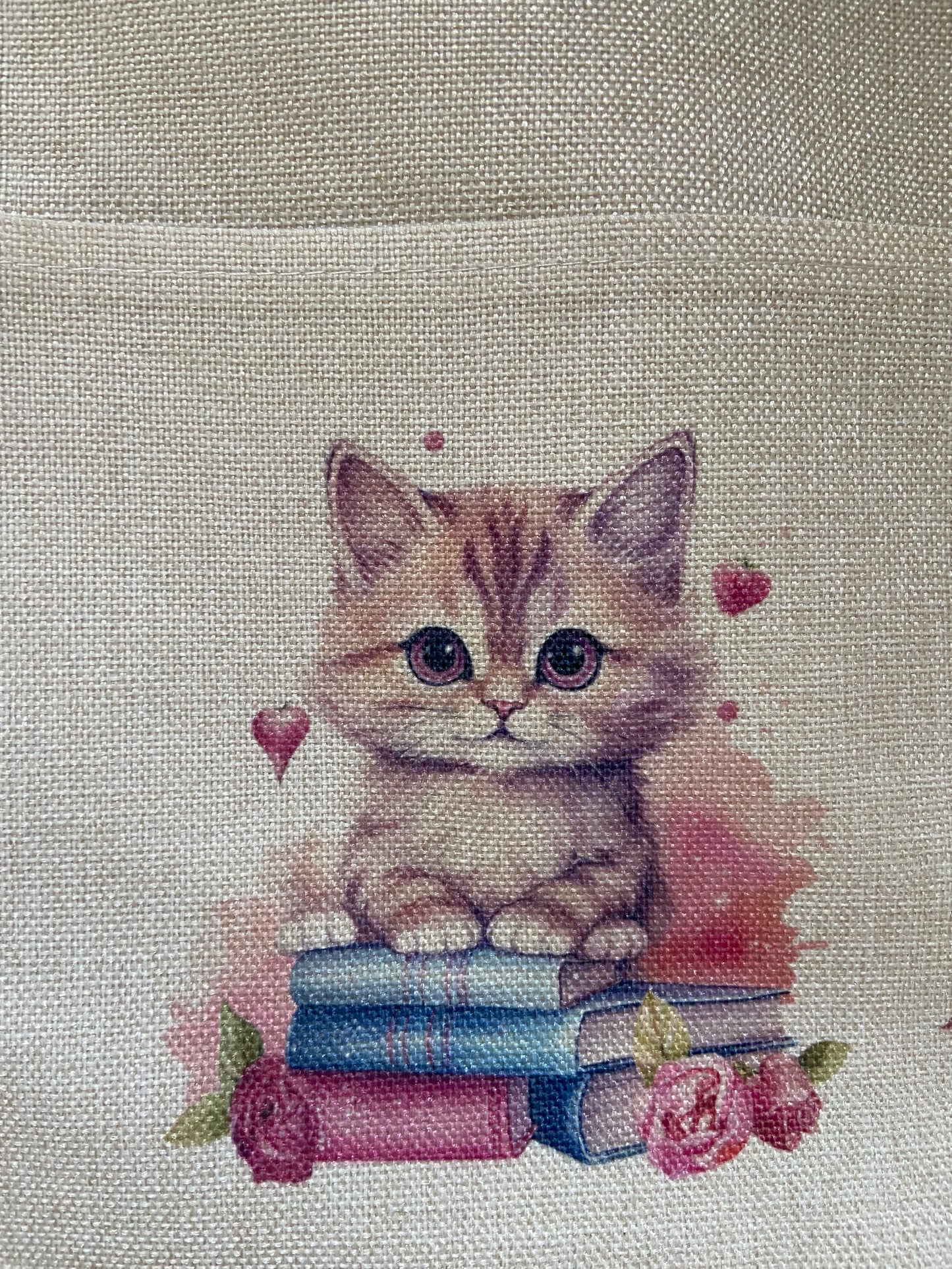 Cushion Cover with Pocket - 40x40cm - Read me a story, Tuck me in tight...Kitten