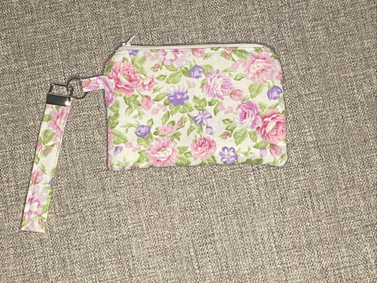 Wristlet Keychain Zip Pouch -Summer Floral