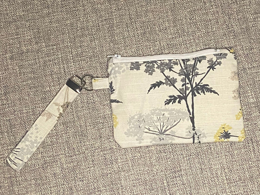 Wristlet Keychain Zip Pouch -Rustic Charm Floral