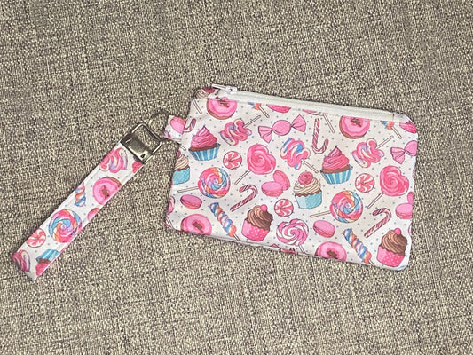 Wristlet Keychain Zip Pouch - Sweet Treats