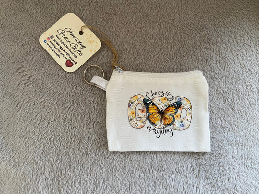 Canvas Keychain Coin Pouch - Choosing God Everyday