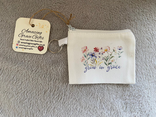 Canvas Keychain Coin Pouch - Grow In Grace