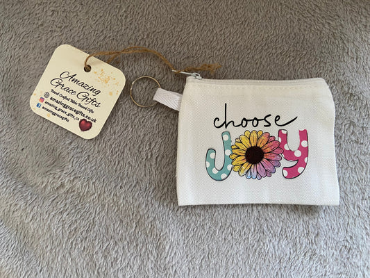 Canvas Keychain Coin Pouch - Choose Joy