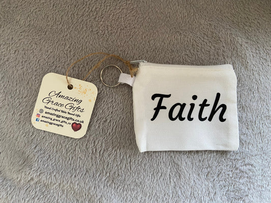 Canvas Keychain Coin Pouch - FAITH