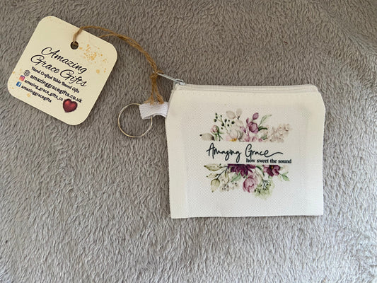 Canvas Keychain Coin Pouch - Amazing Grace