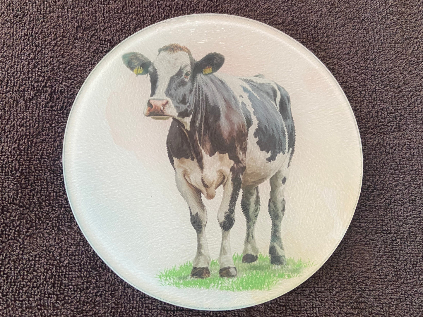 Round Glass Cutting Board - 20cm - Fresion Cow