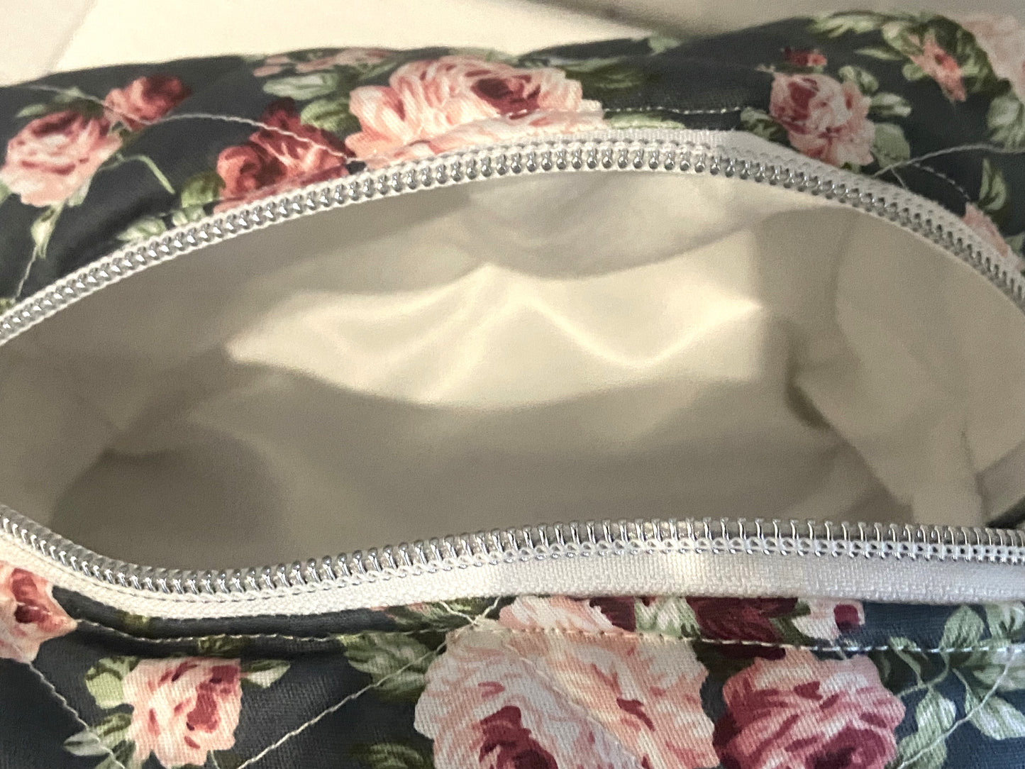 Quilted Boxy Pouch - Medium - Rose Grey Background