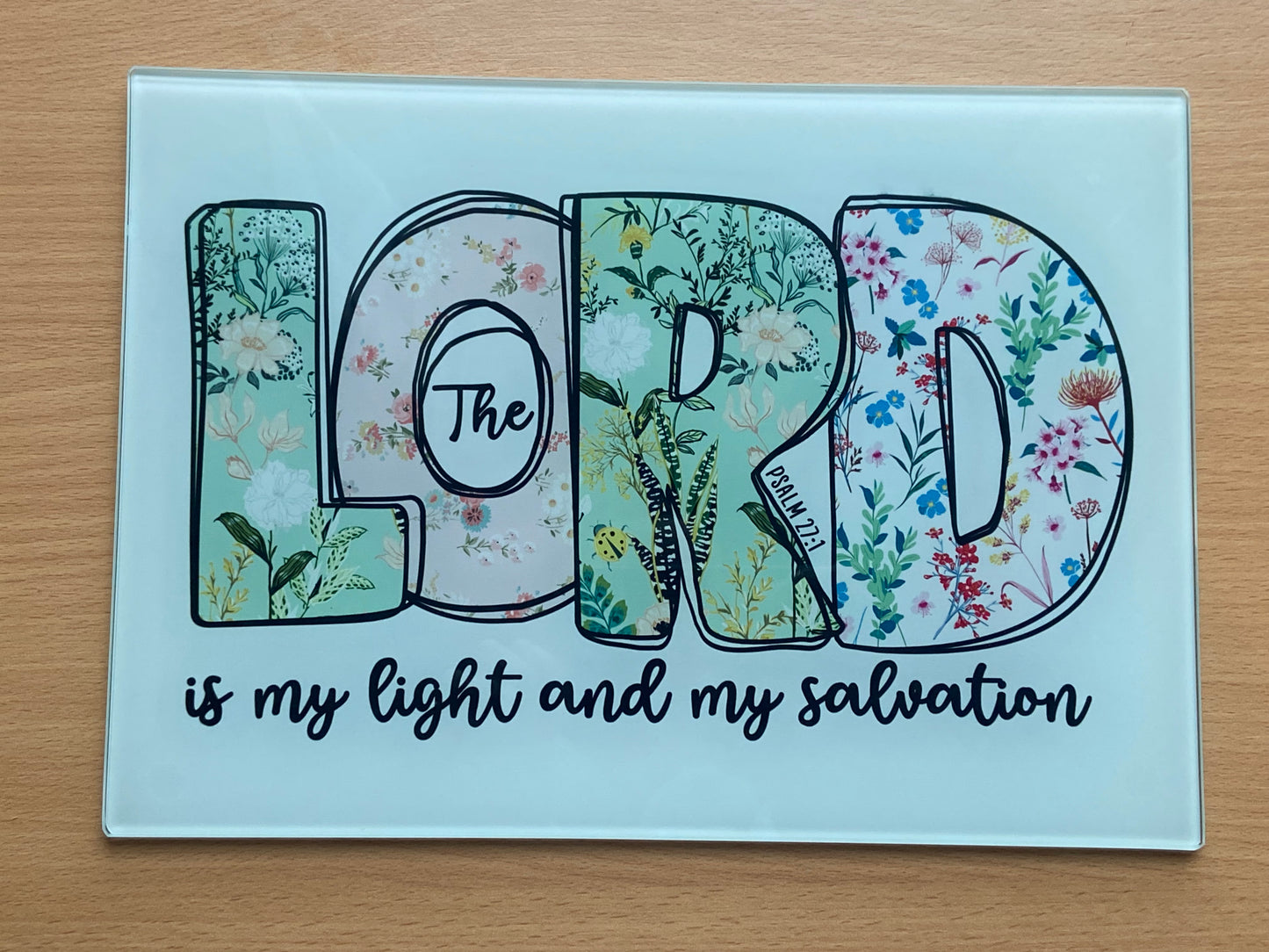 Medium Rectange Chopping Boards - 20x27.5cm Heat Resistant -Lord is my Light & Salvation Psalm 27:1