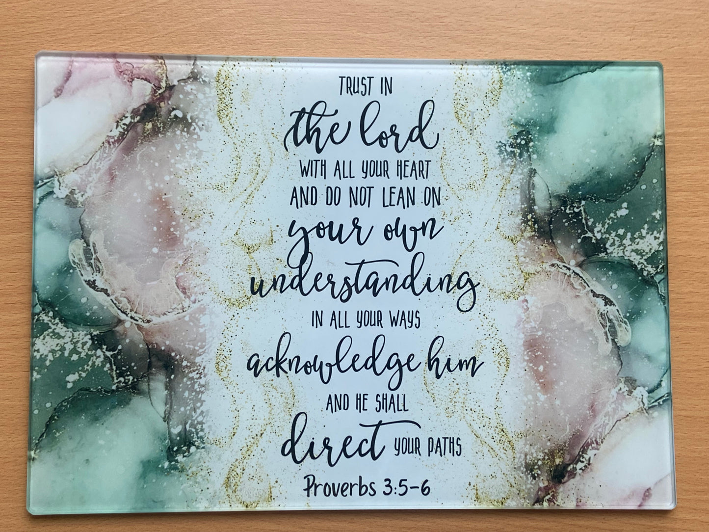 Medium Rectange Chopping Boards - 20x27.5cm Heat Resistant - Trust in the Lord Proverbs 3:5-6