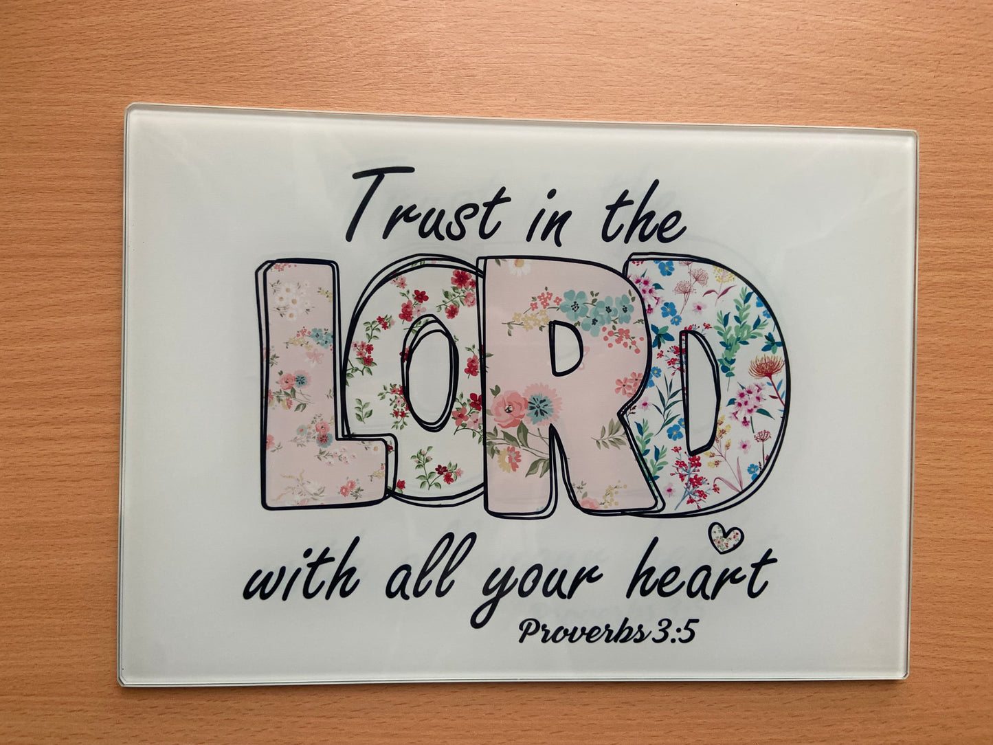 Medium Rectange Chopping Boards - 20x27.5cm Heat Resistant - Trust In The Lord Poverbs 3:5