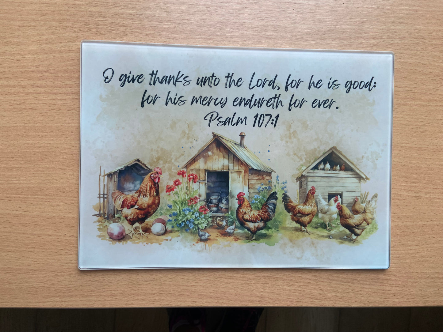 Medium Rectange Chopping Boards - 20x27.5cm Heat Resistant - Give Thanks Psalm 107:1