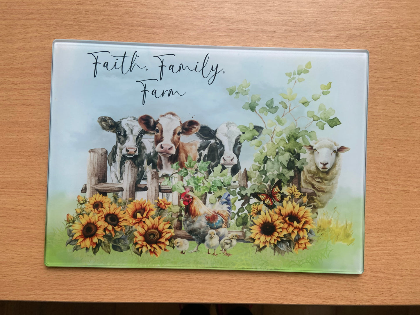 Medium Rectange Chopping Boards - 20x27.5cm Heat Resistant -Faith, Family, Farm