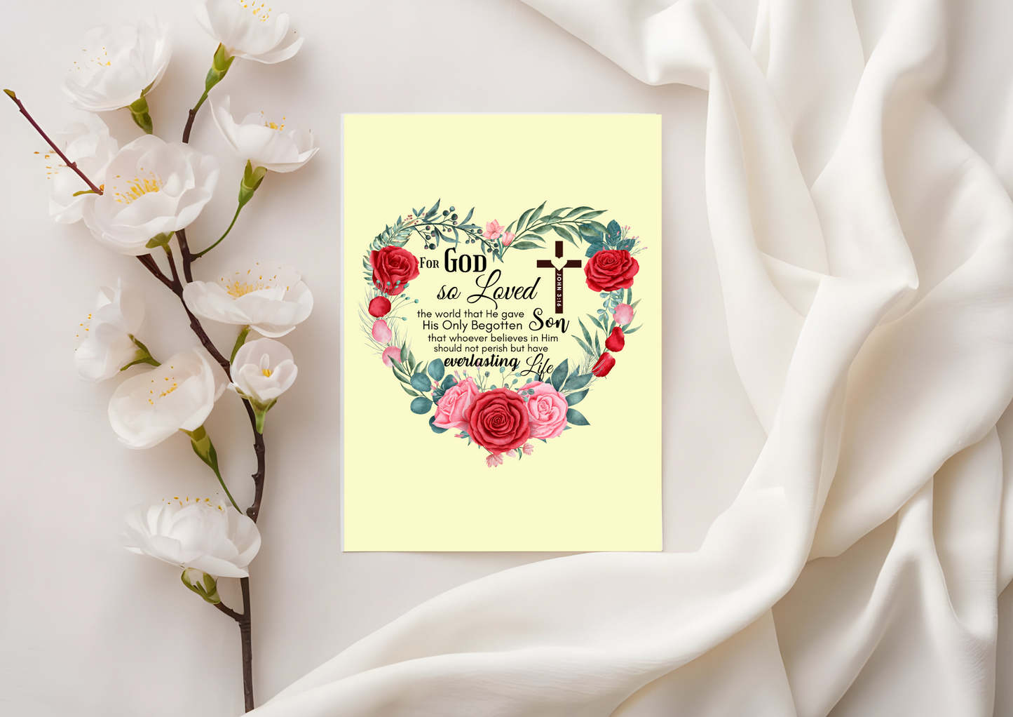 Scripture Card - For God so loved the world that he gave his one and only Son John 3:16