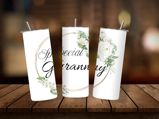 20oz Thermal Stainless Steel Tumbler & Straw, Special Granny