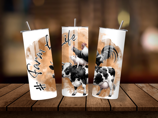20oz Thermal Stainless Steel Tumbler & Straw, Farm Life