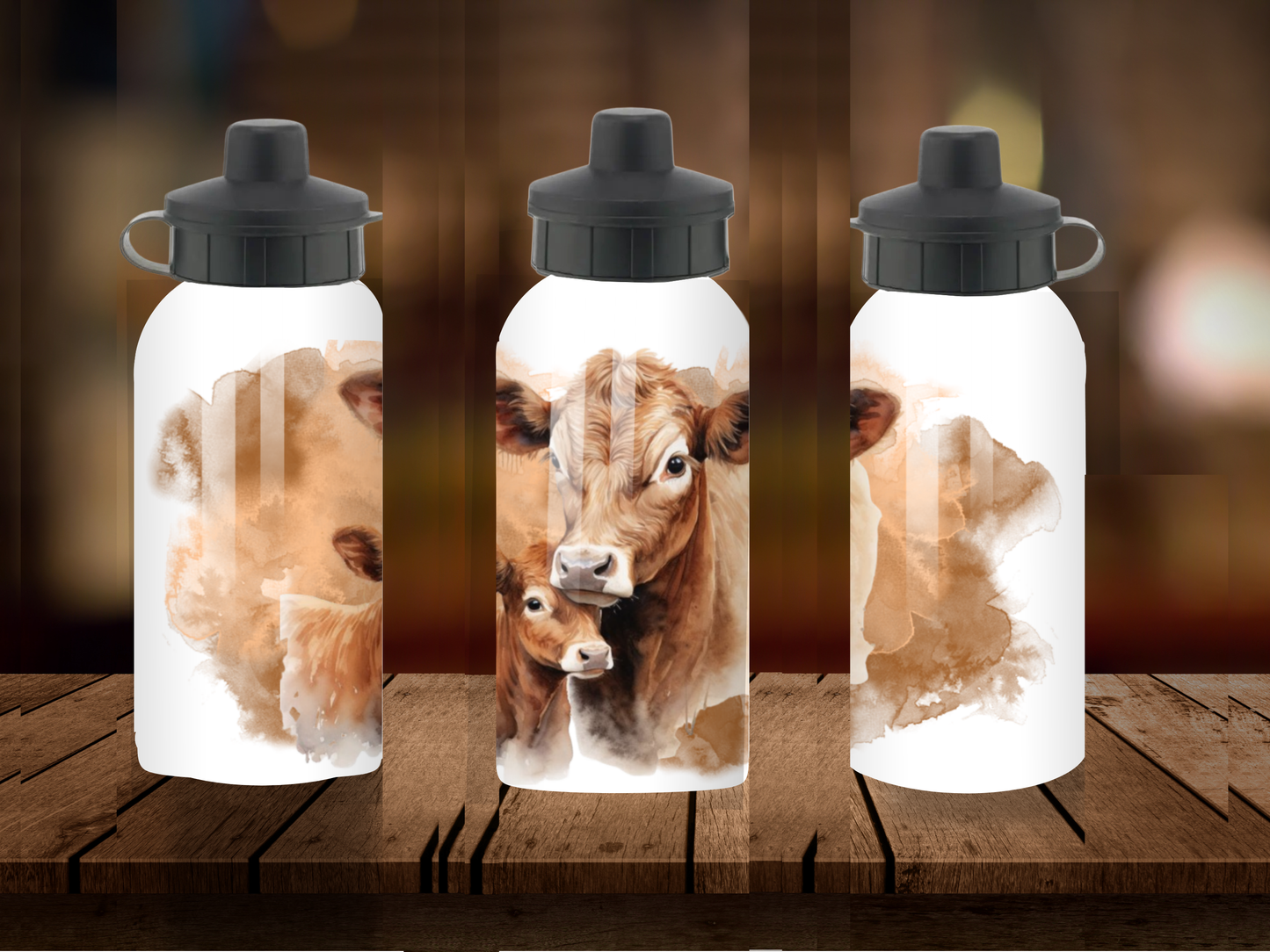 600ml Aluminium Water Bottle - Cow & Calf
