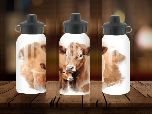 600ml Aluminium Water Bottle - Cow & Calf