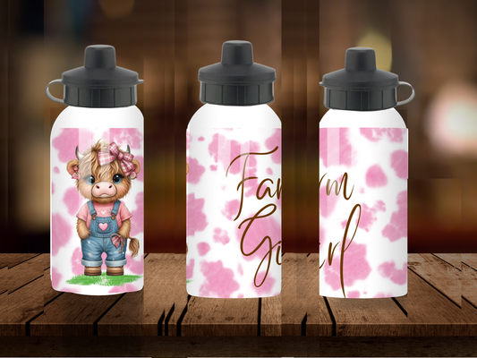 600ml Aluminium Water Bottle - Farm Girl