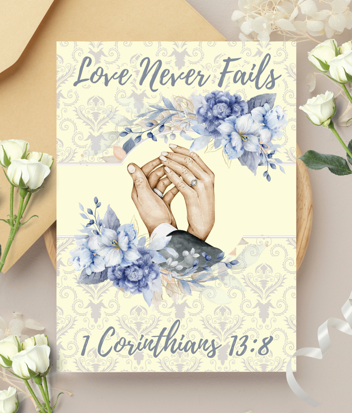 Wedding Card - Love Never Fails 1 Corinthians 13:8