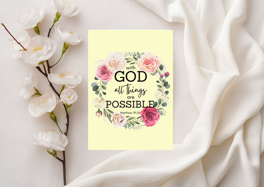 Scripture Card - Matthew 19:26 With God All Things Are Possible