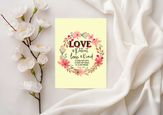 Scripture Card - 1 Corinthians 13:4-8 - Love is Patient, Love is Kind.......