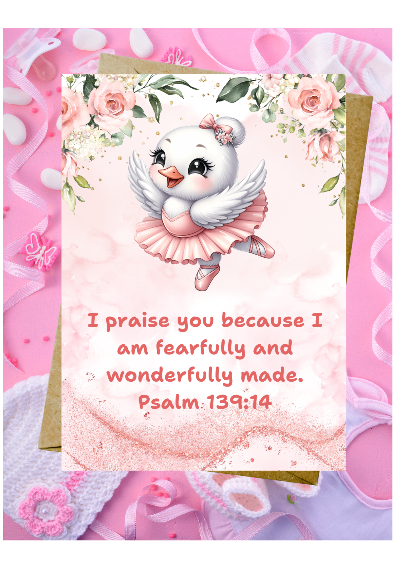 New Baby Daughter Card - Psalm 139:14 - Fearfully & Wonderfully Made