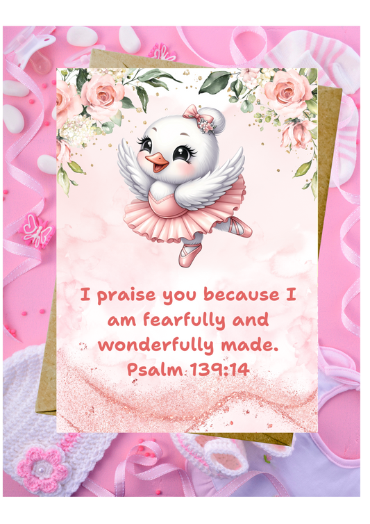 New Baby Daughter Card - Psalm 139:14 - Fearfully & Wonderfully Made