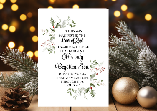 Christmas Card -God Sent His Only Begotton Son 1 John 4:9