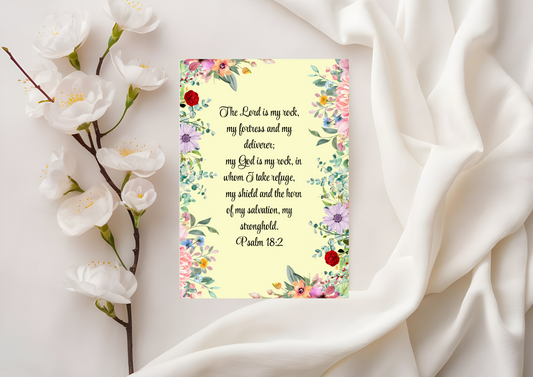 Scripture Card - Psalm 18:2 - The Lord is my rock, my fortress and my deliverer....
