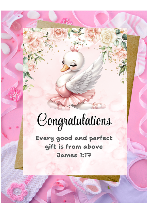 New Baby Daughter Card - Every Good & Perfect Gift Is From Above James 1:17