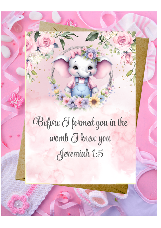 New Baby Daughter Card - Before I Formed You In The Womb I Knew You Jeremiah 1:5