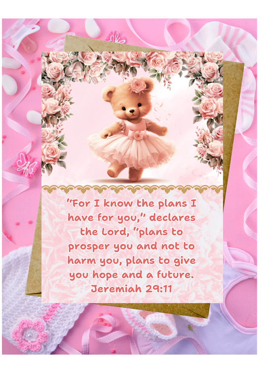 New Baby Daughter Card - For I Know The Plans I Have For You Jeremiah 29:11