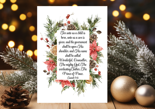 Christmas Card - For Unto Us A Child Is Born Isaiah 9:6