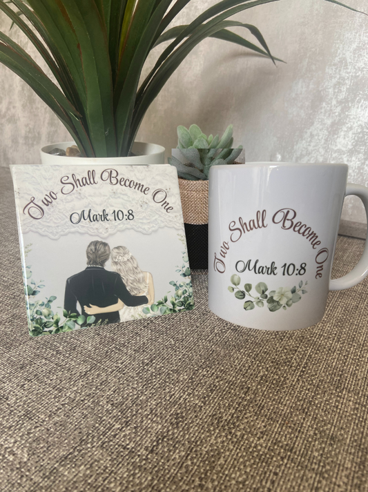 Two Shall Become One Mark 10:8 Mug & Coaster Set