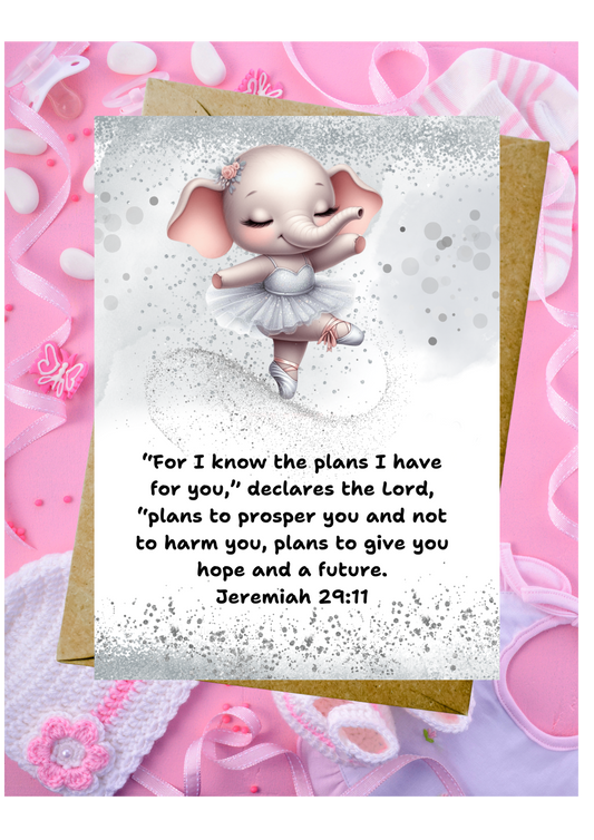 New Baby Daughter Card - For I Know The Plans I Have For You Jeremiah 29:11