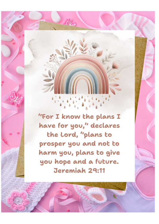 New Baby Daughter Card - For I Know The Plans I Have For You Jeremiah 29:11