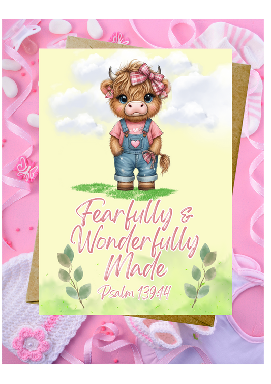 New Baby Daughter Card - Psalm 139:14 - Fearfully & Wonderfully Made
