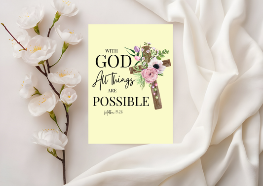 Scripture Card - Matthew 19:26 - ...“With men this is impossible, but with God all things are possible.”...