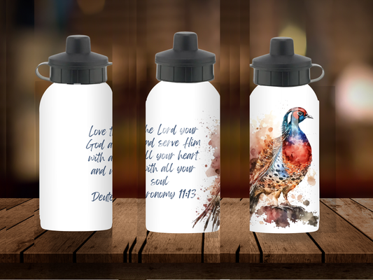 600ml Aluminium Water Bottle - Love The Lord Your God & Serve Him Deut 11:13